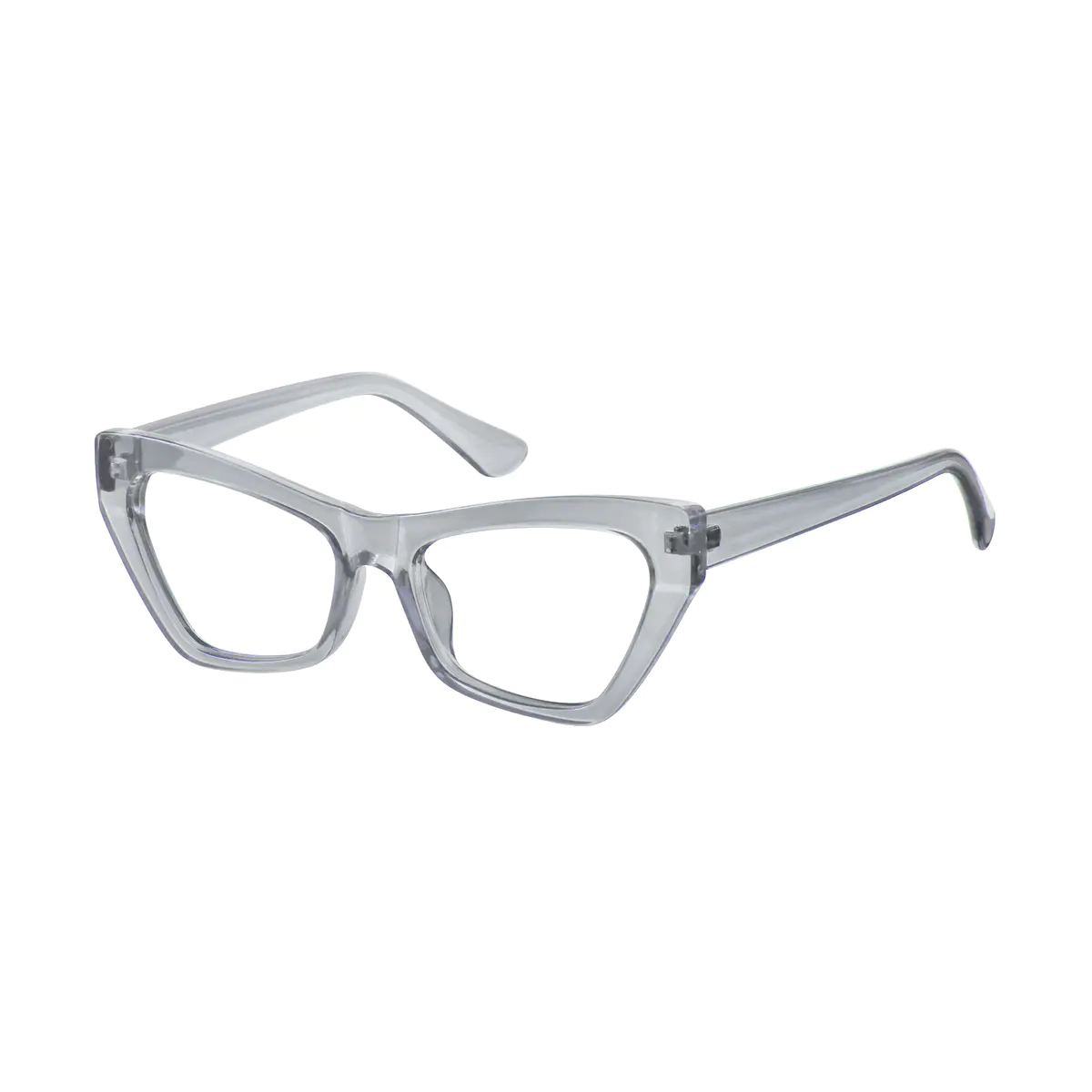 Cat-eye Transparent Gray Eyeglasses