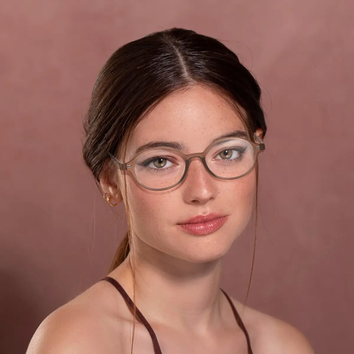 Oval Light Brown Eyeglasses
