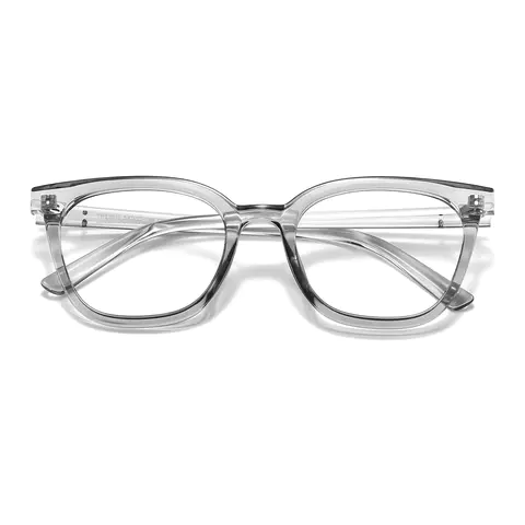 Square Transparent Gray Eyeglasses