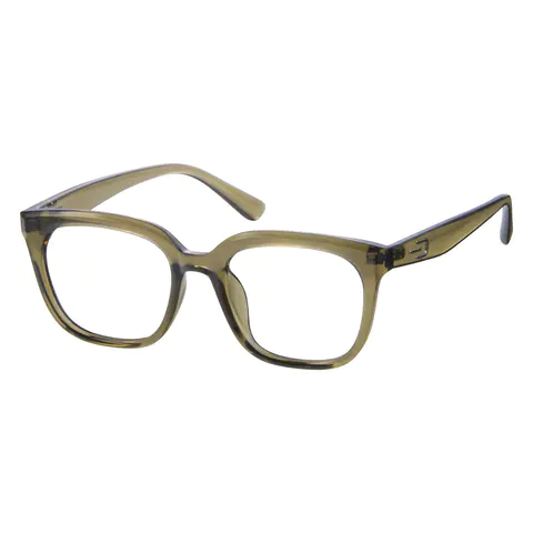 Square Transparent Green Eyeglasses