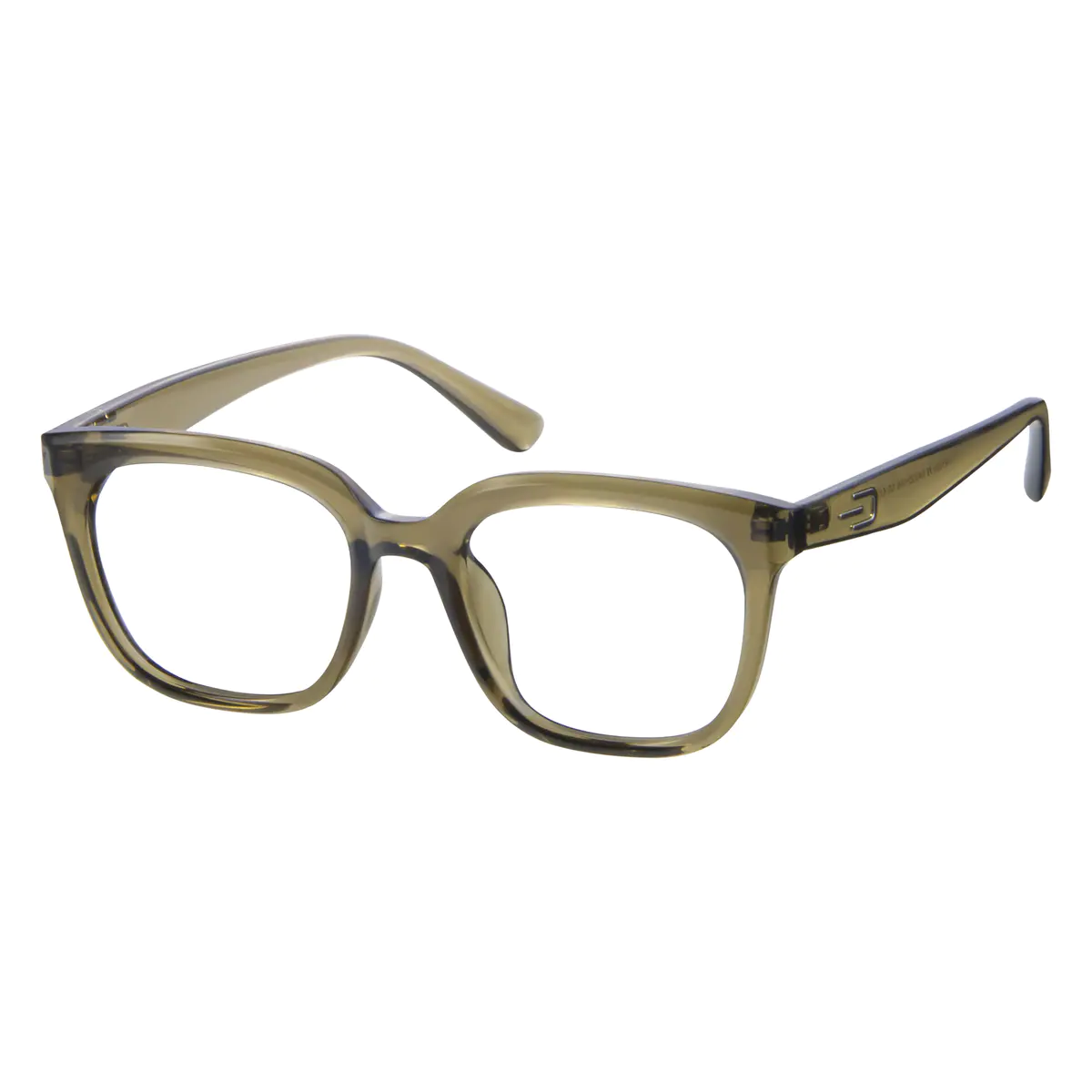Square Transparent Green Eyeglasses