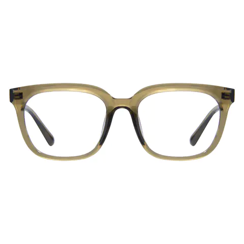 Square Transparent Green Eyeglasses
