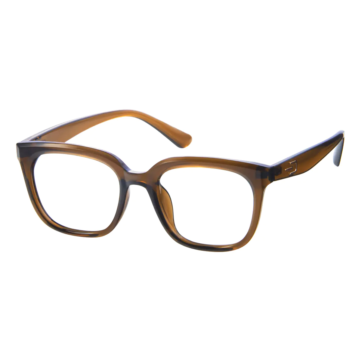 Square Light Brown Eyeglasses