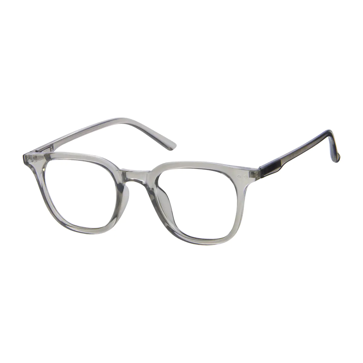 Square Transparent Gray Eyeglasses