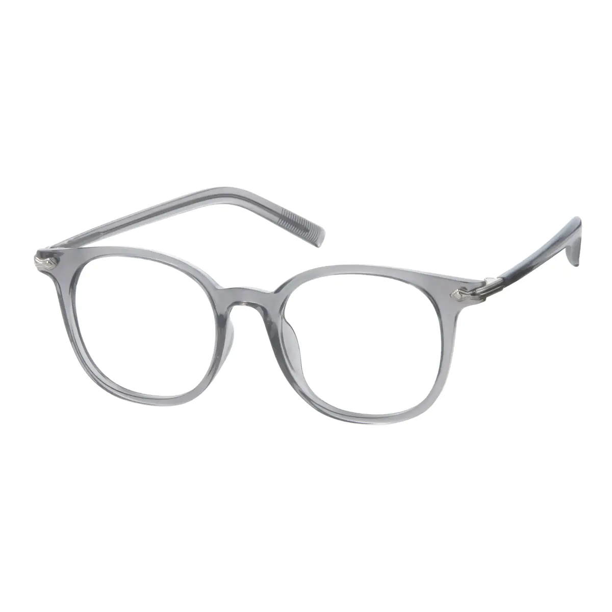 Round Transparent Gray Eyeglasses