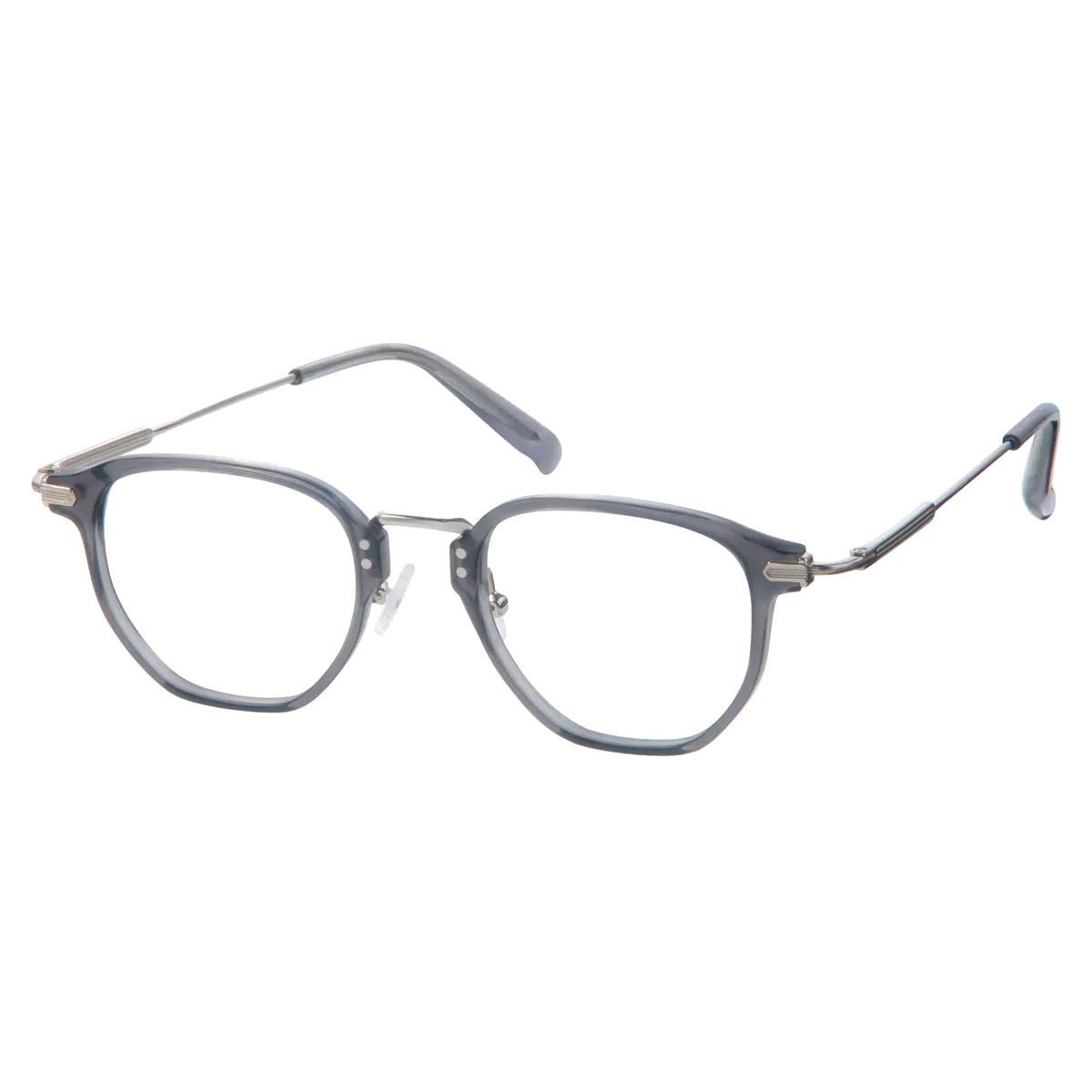 Geometric Transparent Gray Eyeglasses