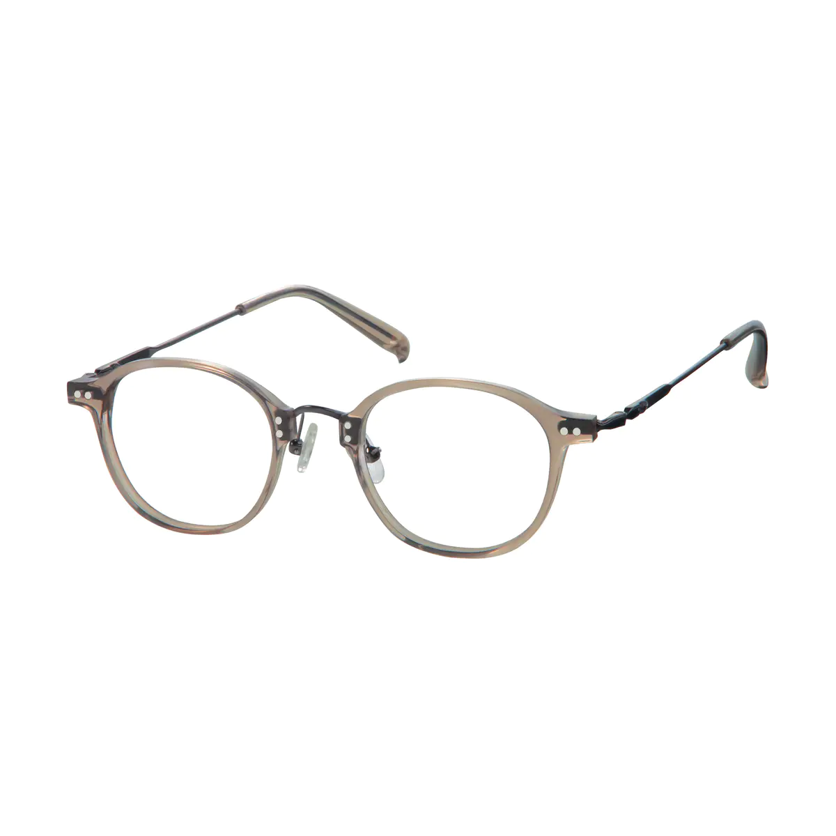 Round Transparent Gray Eyeglasses