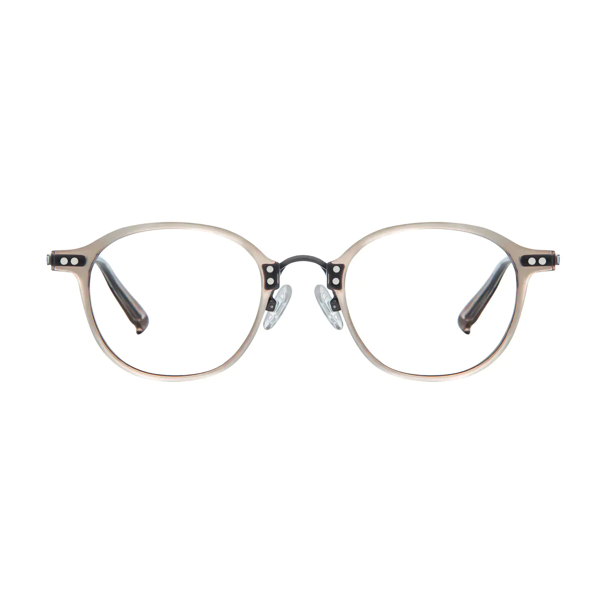 Round Transparent Gray Eyeglasses