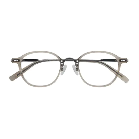 Round Transparent Gray Eyeglasses