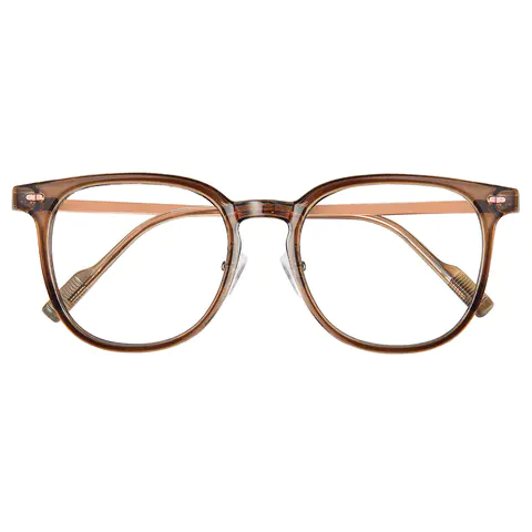 Square Transparent Amber Eyeglasses