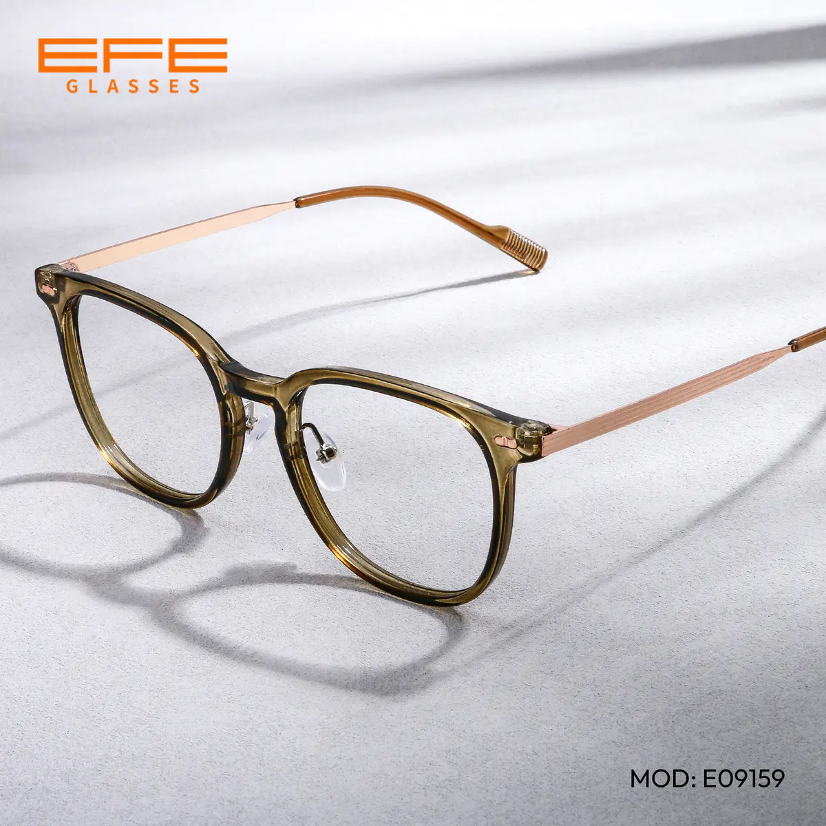 Square Transparent Amber Eyeglasses