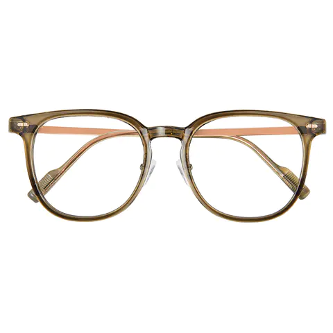 Square Transparent Green Eyeglasses