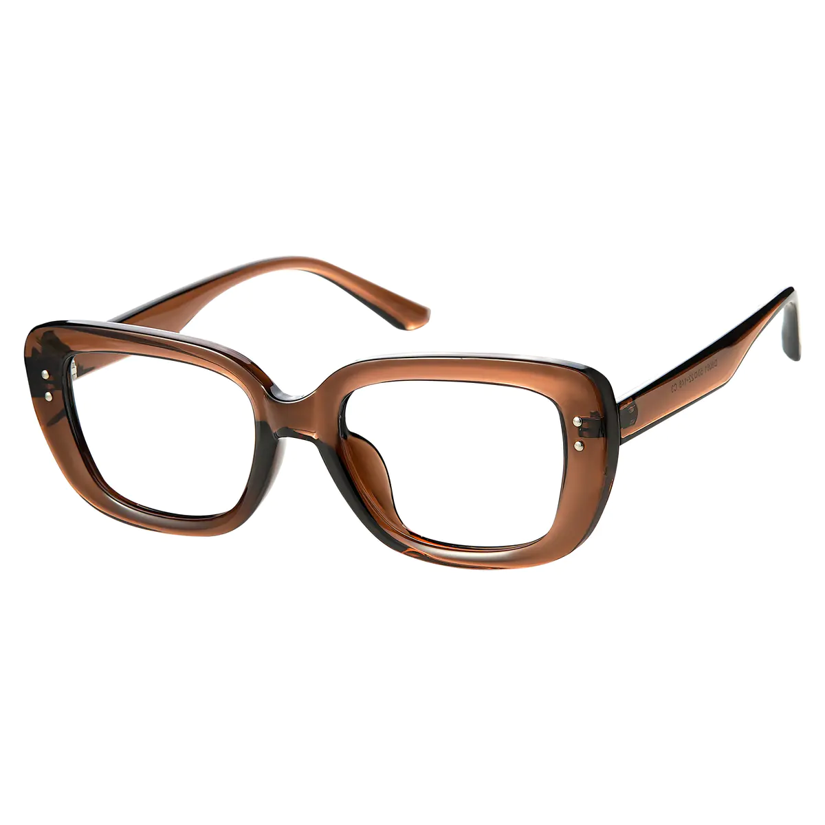 Rectangle Light Brown Eyeglasses