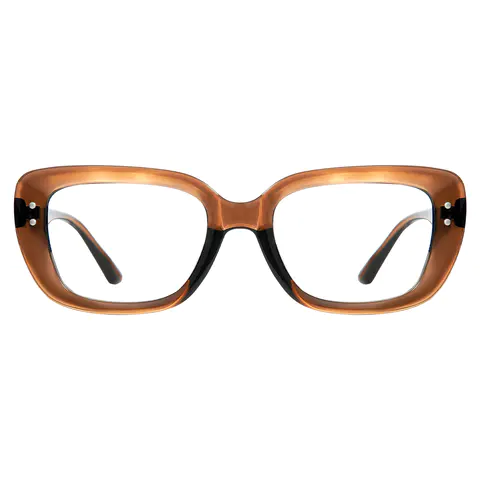 Rectangle Light Brown Eyeglasses