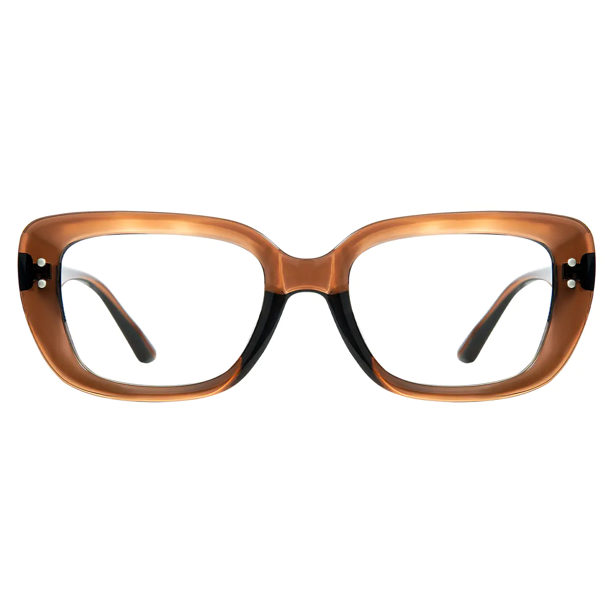 Rectangle Light Brown Eyeglasses