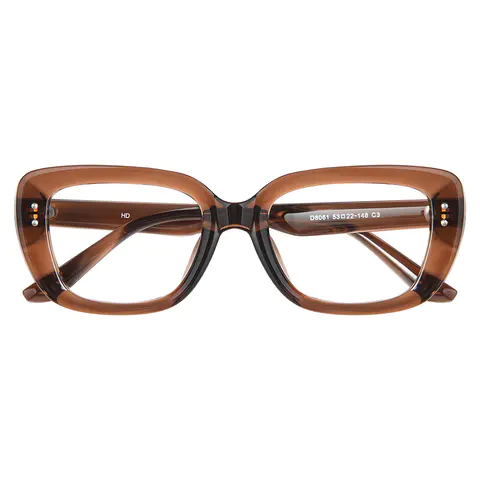 Rectangle Light Brown Eyeglasses