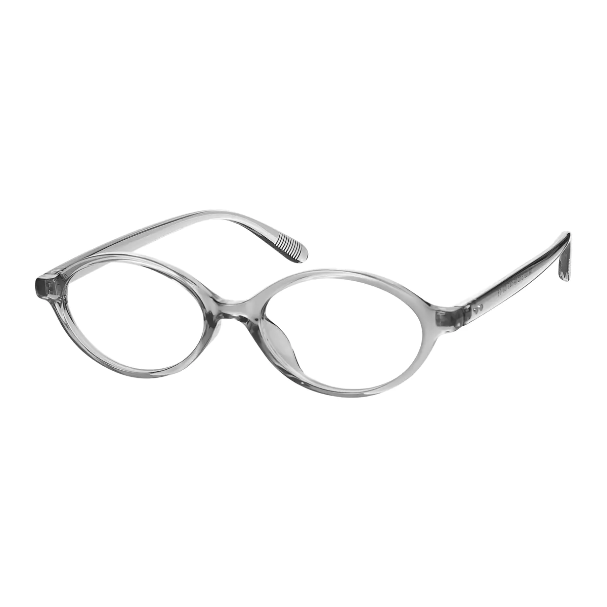 Oval Transparent Gray Eyeglasses