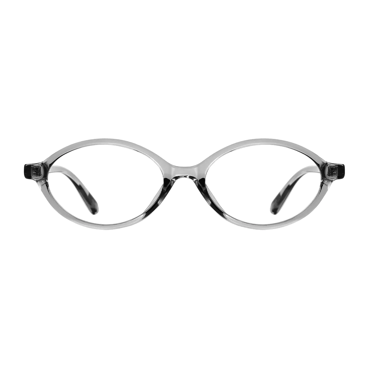 Oval Transparent Gray Eyeglasses