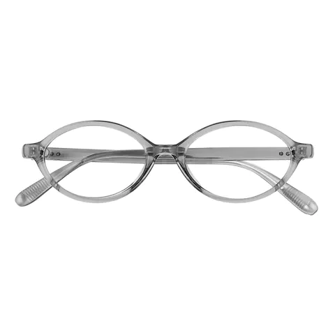 Oval Transparent Gray Eyeglasses