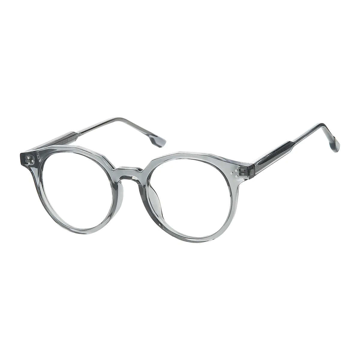Round Transparent Gray Eyeglasses
