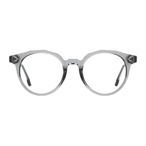 Round Transparent Gray Eyeglasses
