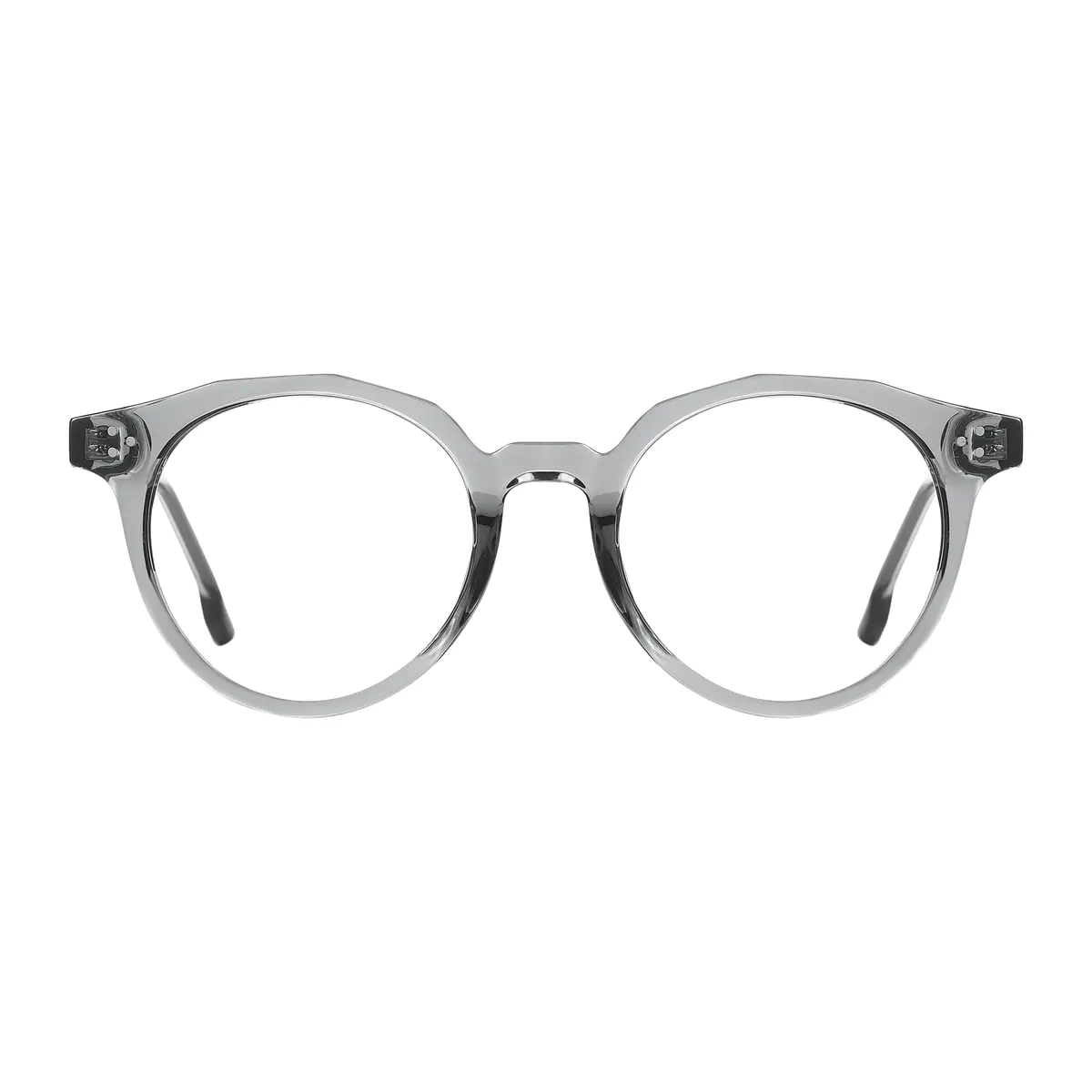 Round Transparent Gray Eyeglasses