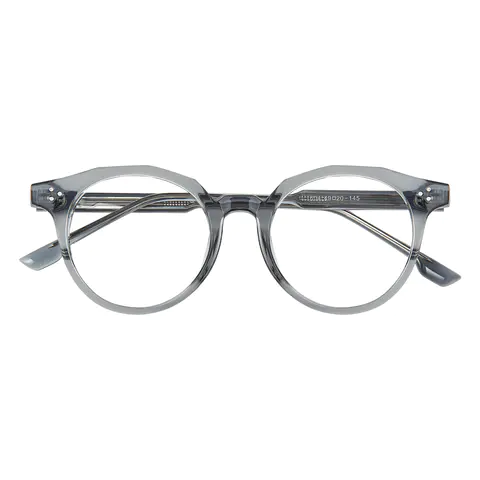 Round Transparent Gray Eyeglasses
