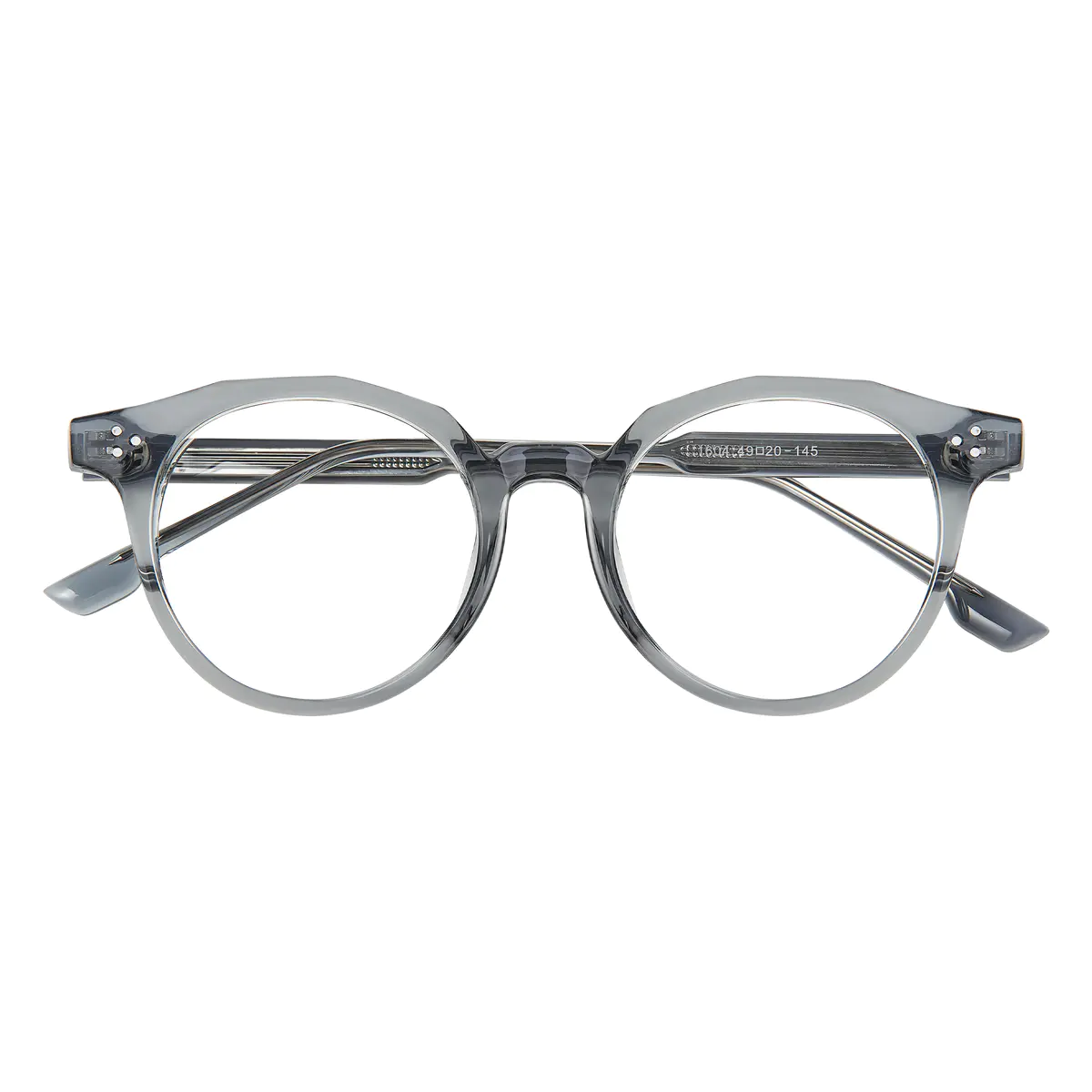 Round Transparent Gray Eyeglasses