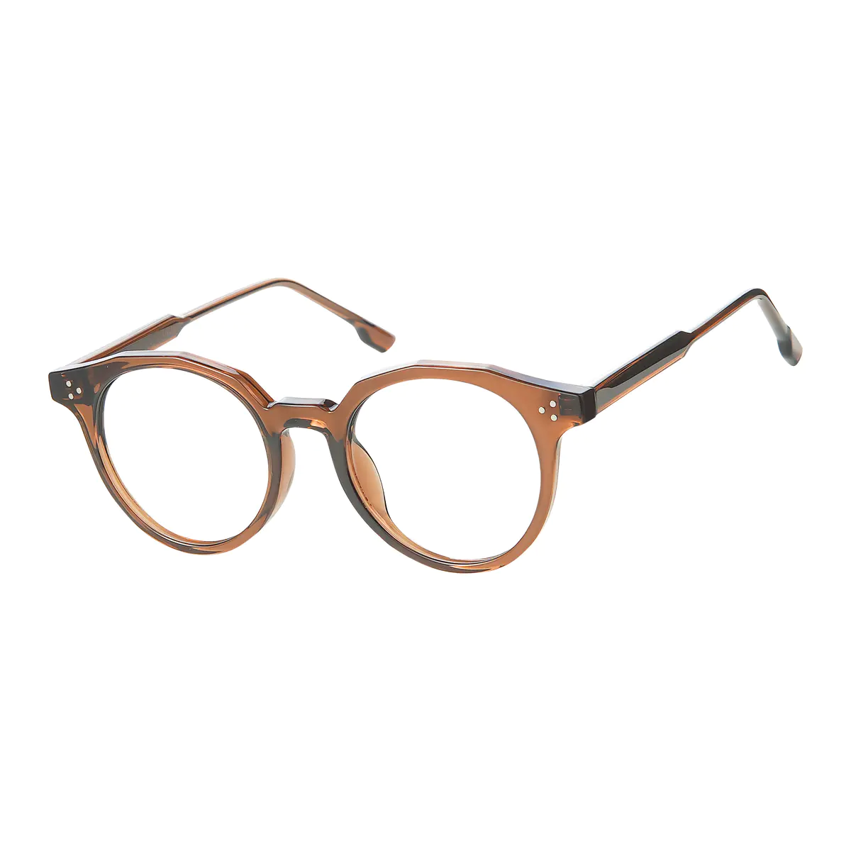 Round Transparent Brown Eyeglasses