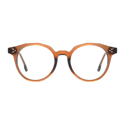 Round Transparent Brown Eyeglasses