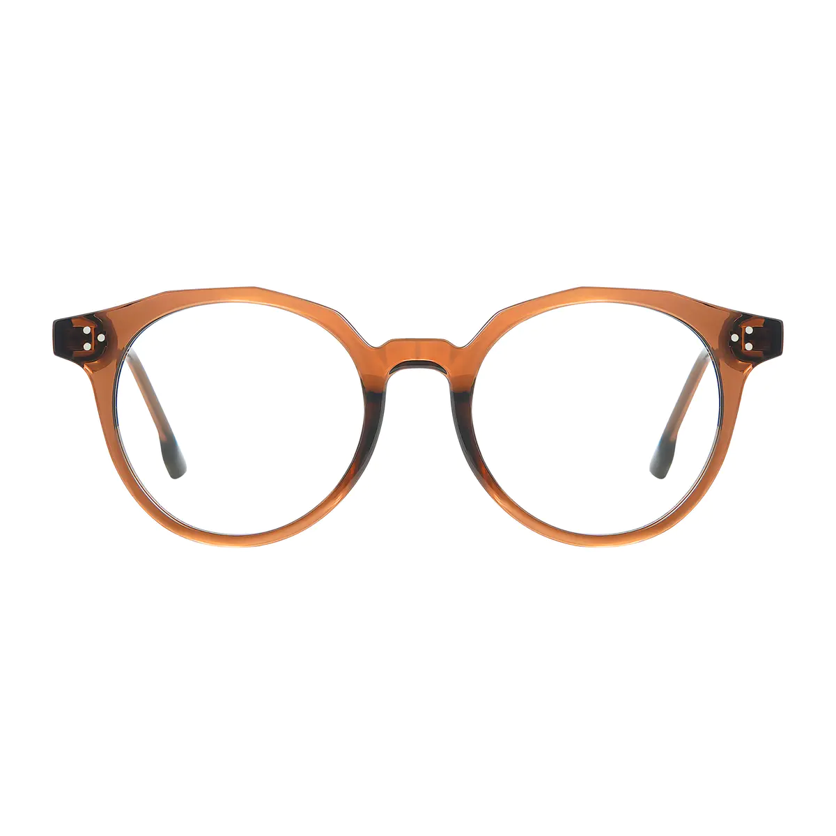 Round Transparent Brown Eyeglasses