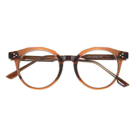 Round Transparent Brown Eyeglasses
