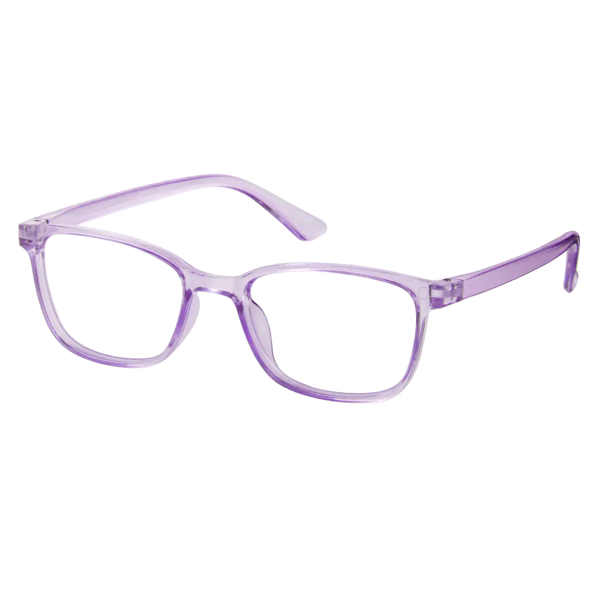Rectangle Transparent Purple Eyeglasses
