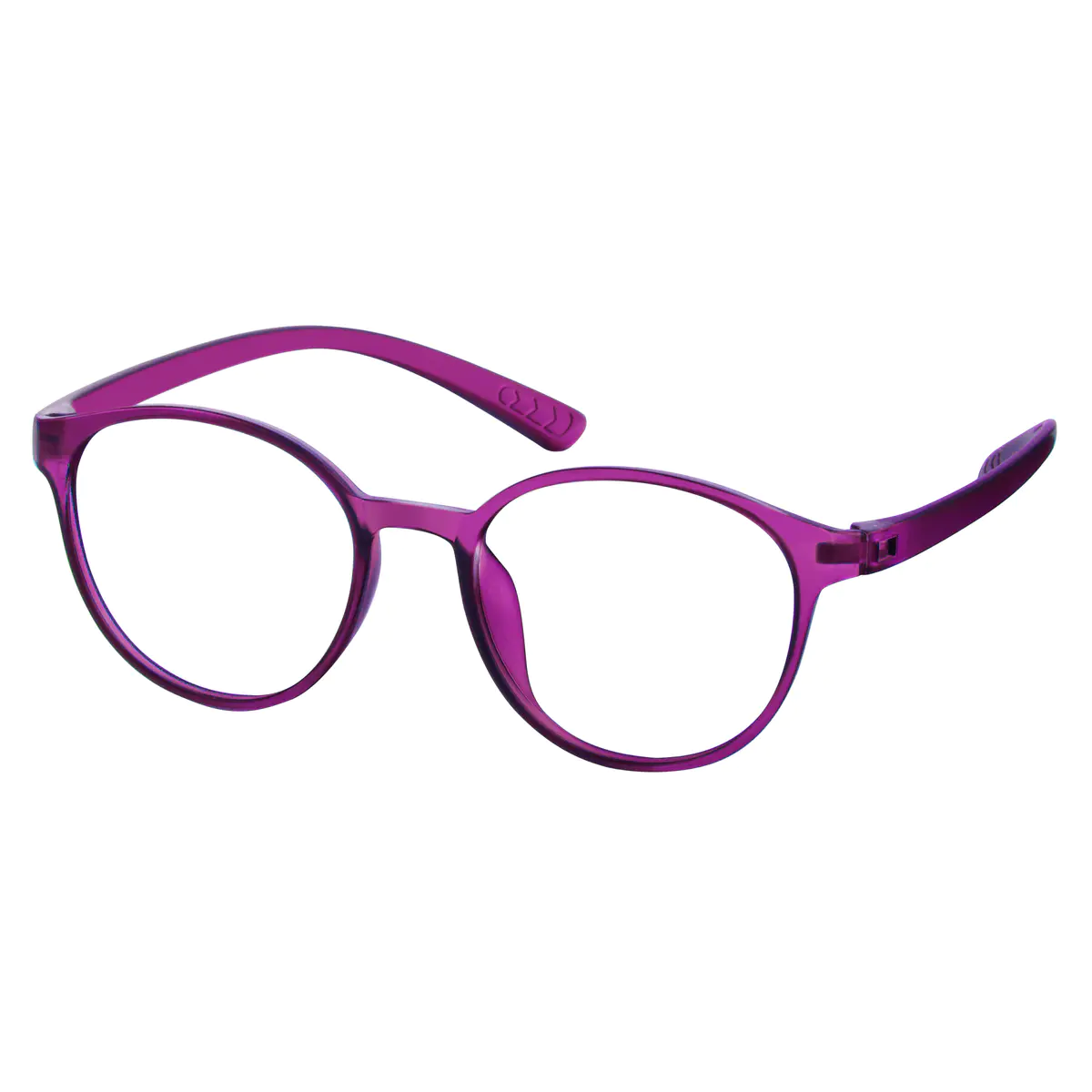 Round Transparent Purple Eyeglasses