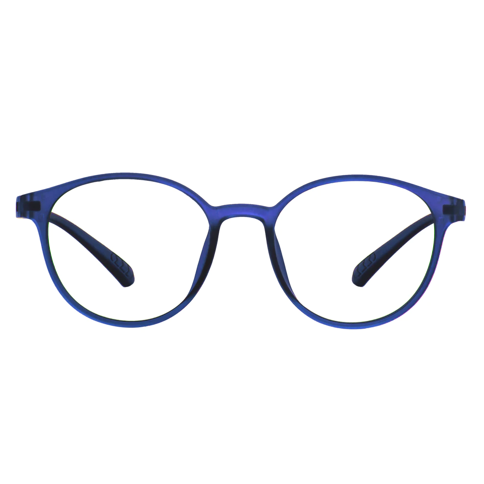 Round Transparent Blue Eyeglasses