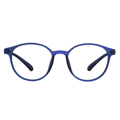 Round Transparent Blue Eyeglasses