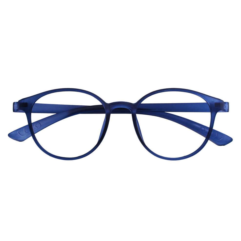 Round Transparent Blue Eyeglasses