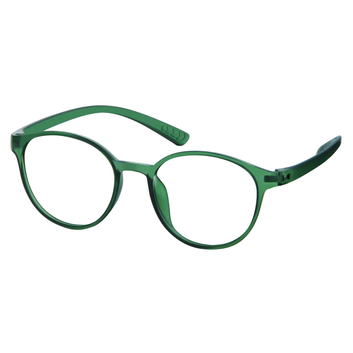 Round Transparent Green Eyeglasses