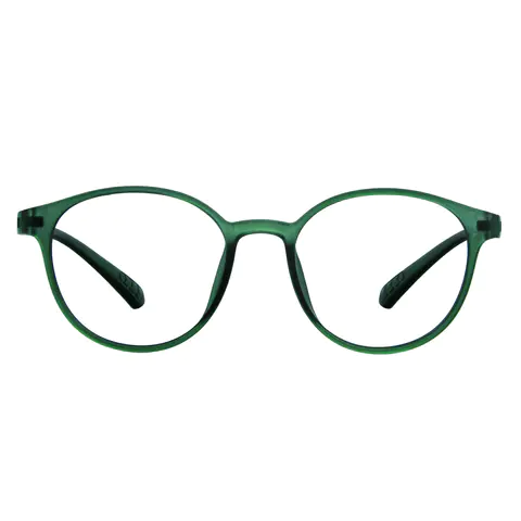 Round Transparent Green Eyeglasses