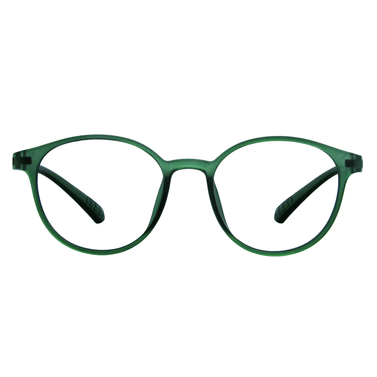 Round Transparent Green Eyeglasses