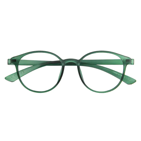 Round Transparent Green Eyeglasses
