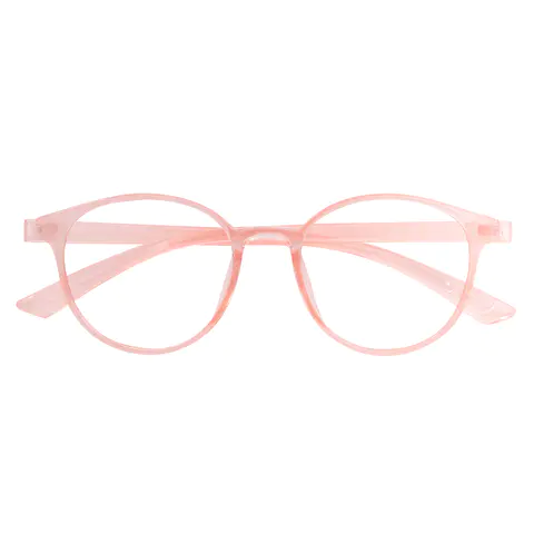 Round Transparent Pink Eyeglasses