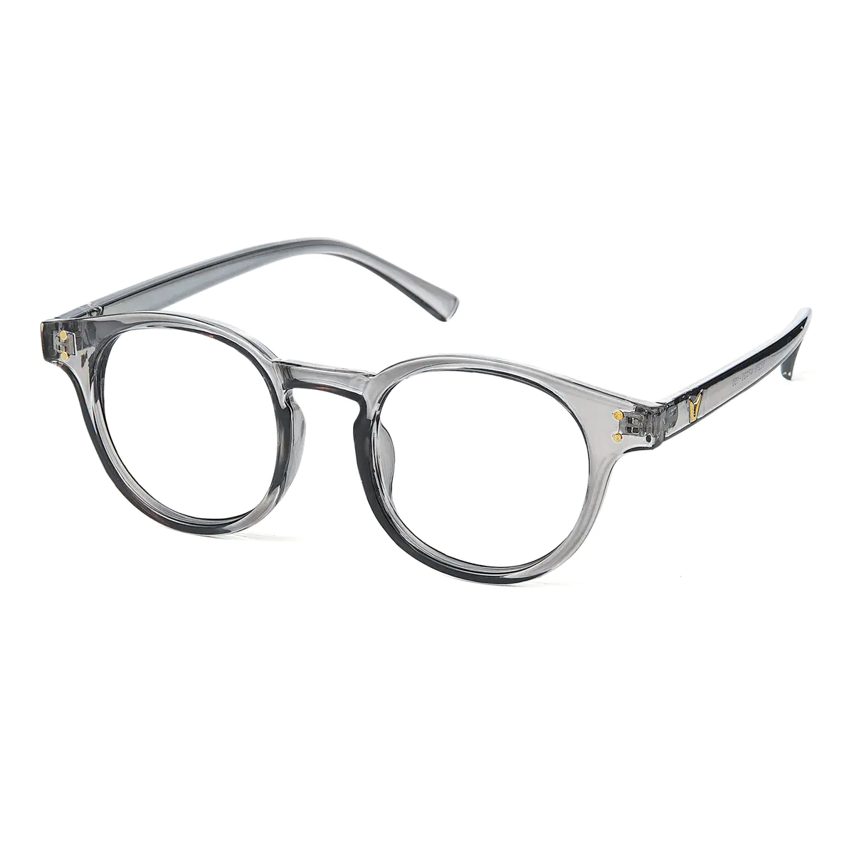 Round Transparent Gray Eyeglasses