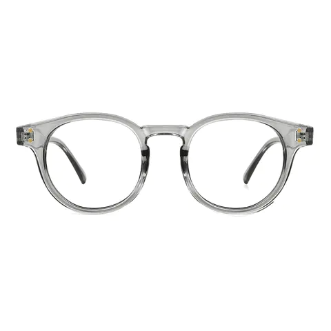 Round Transparent Gray Eyeglasses