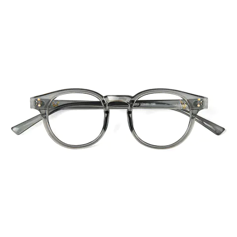 Round Transparent Gray Eyeglasses