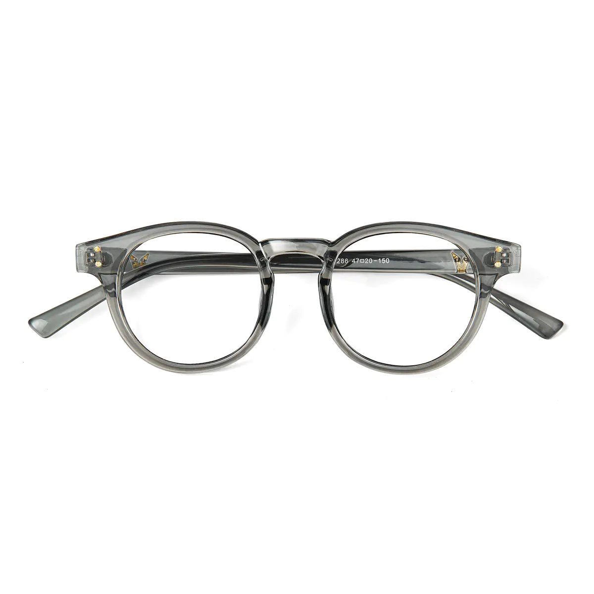 Round Transparent Gray Eyeglasses