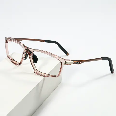 Rectangle Transparent Pink Eyeglasses