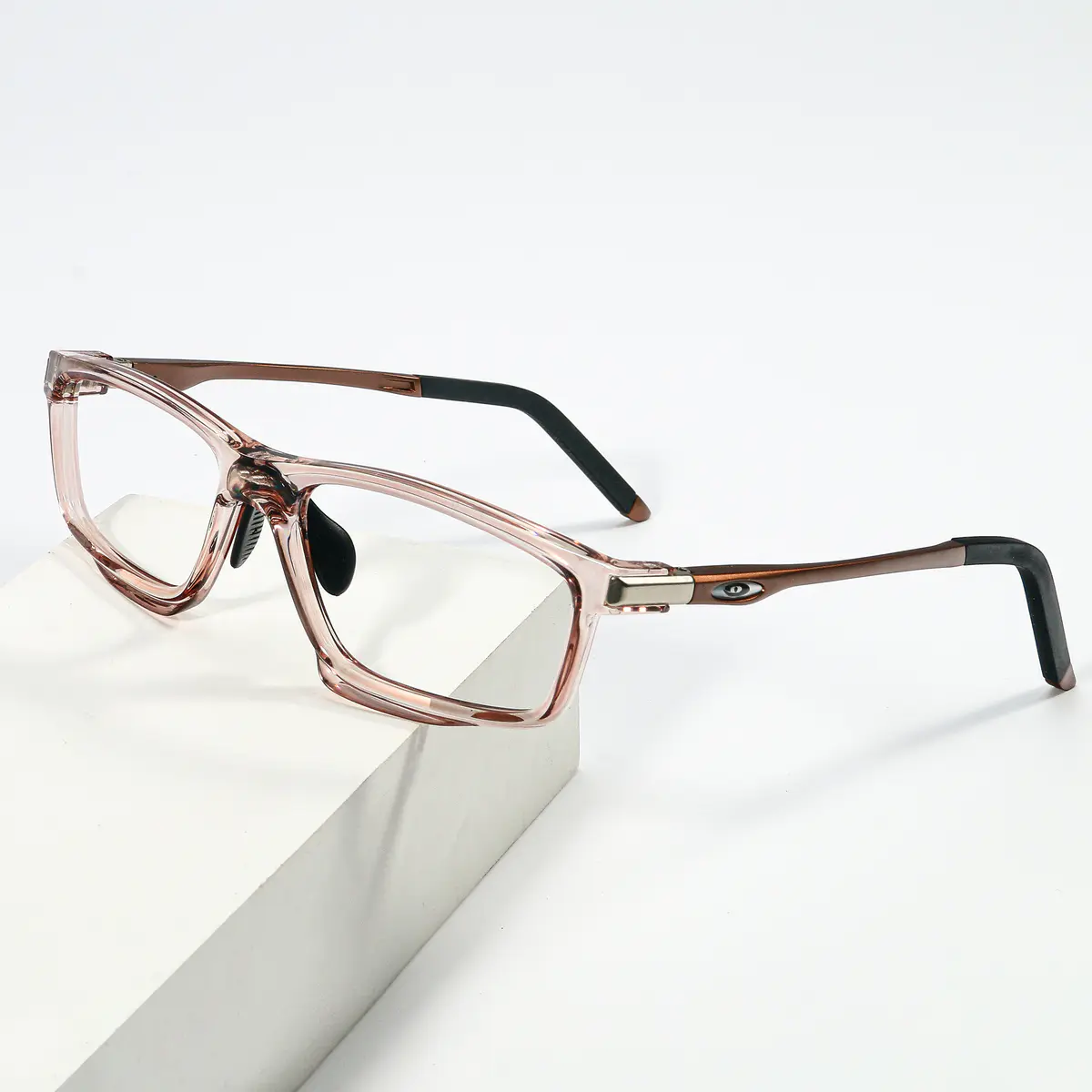 Rectangle Transparent Pink Eyeglasses