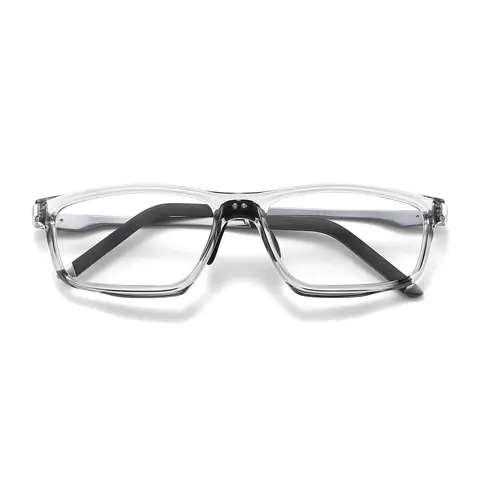Rectangle Transparent Gray Eyeglasses