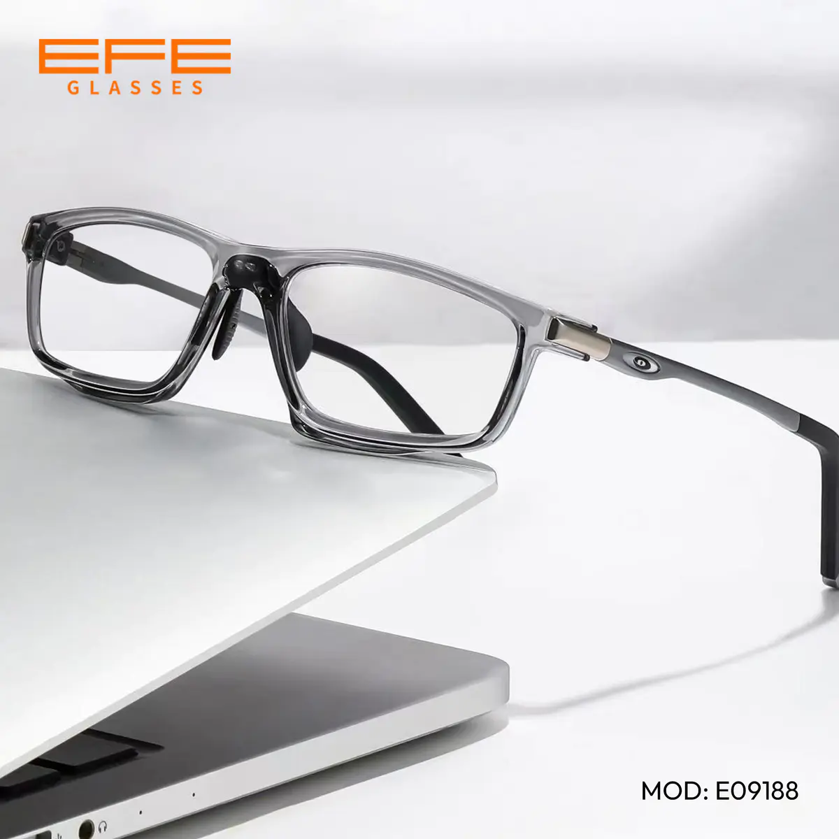 Rectangle Transparent Gray Eyeglasses